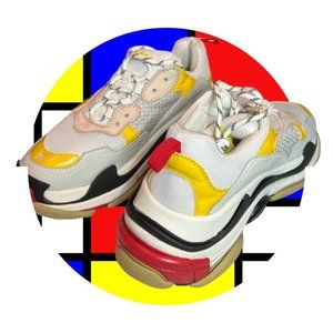 Size 6 - Balenciaga Triple S, Cream, Yellow, Red